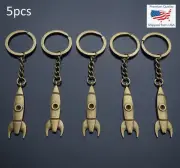 5 pcs Lot Rocket Spaceship Pendants Keychain Classic Sci-Fi StarShip Gift Bronze