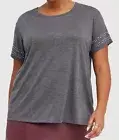 BNWT Torrid Plus Size 2 (18/20) Gray Studded Rhinestone Sleeve Drop Shoulder Tee