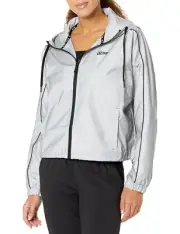 DKNY Women's Reflective Silver Sport Jacket XS Lightweight Athletic Windbreaker