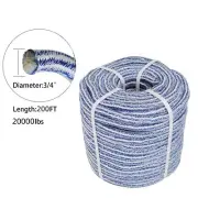 24 Strand Braid Polyester Rope 3/4" × 200' Arborist Tree Climbing Rope 20000Lbs