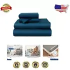 Luxury Cooling Bamboo Rayon Bed Sheet Set - Queen with Deep Pocket, Royal Blue