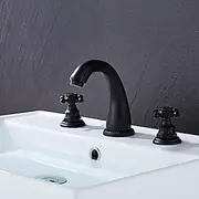 Faucet Oil Rubbed Bronze Widespread Bathroom Sink Faucet Basin Tap Mixer Supply Hose Cross Handle 2 Handles 3 Holes