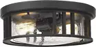 13 Inch Flush Mount Ceiling Light, 2-Light Industrial Ceiling Light Fixture, Bla