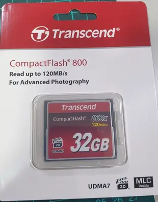 ...點子電腦-北投...全新盒裝◎創見Transcend◎800X倍速 32G CF記憶卡，890元