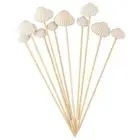 100 pcs Disposable Shell Bamboo Skewers Bamboo Shell Fruit Skewers Fruit