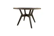 CR Mali Solid Timber Round Dining Table - Mindi Brown on wood