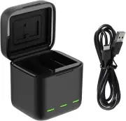 3-Channel USB Battery Quick Charger w Type-C Cord for GoPro Hero 10 Hero 9 Black