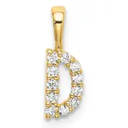 14k Yellow Gold 1/10 Ct. Lab Grown Diamond VS/SI+ G+ Letter D Initial Pendant