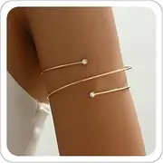 [Xeyau] Arm Cuff for Women 18k Gold Plated Minimalist Arm Bangle Bracelet Silver Thin Arm Cuff Arm Bracelet Upper Arm Cuffs Jewelry for Cool Gifts