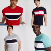 NWT Mens Tommy Hilfiger Colorblock Stripe T-Shirt Short Sleeve Tee XS to XXL
