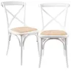 Aster Crossback Dining Chair Set of 2 Solid Birch Timber Wood Ratan Seat White D