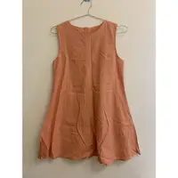 在飛比找蝦皮購物優惠-橘色夏日短版麻無袖洋裝