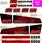 Mauldin 690E OR 690F Paver Decal Set. Decals - Mauldin Pavers, Graders, Rollers