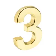 Self Adhesive House Number 3.94 Inch ABS Number 3 for Hotel Mailbox Gold Tone