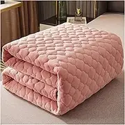 KUSQDT Winter Thicken Milk Velvet Bed Protection Pad Solid Color Geometric Quilted Mattress Cover Back Side Silicone Anti-Slip Particle 3-Piece Comforter Set Sheets(7,W180 x L200cm)