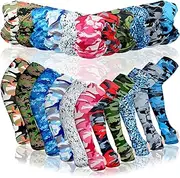 [Geyoga] 11 Sets UV Sun Protection Arm Sleeves with Face Covering Bandana Neck Gaiter Scarf Ice Silk Cooling Sleeves to Cover Arm Tattoo for Women Men Summer Outdoor Activities Supplies