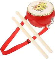 Abaodam 1 Set Hand Drum Dragon Pattern Percussion Instrument with Sticks Strap Durable Musical Drum for Early Education Fun Playtime