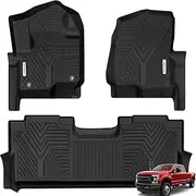 YITAMOTOR Floor Mats Compatible with F250/F350, Custom Fit Floor Liners for 2017-2021 Ford F-250/F-350 SuperCrew Cab, 1st & 2nd Row All Weather Protection