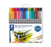Staedtler Double Ended 36 Clrs Wallet Pack Of Fibre Tip Marker Pen Set 2 Tips