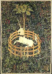 Hunt of the Unicorn (Captivity) French Wall Tapestry 24" x 35" Canvas Fabric!