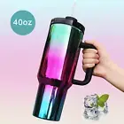 Gradient 40oz Water Cup with Handle Straw Lid 1200ml Stainless Steel Bottle