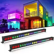 Wallwasher Light Bar, 24x3W RGBW LEDs Spotlight Stage Light Wall Washer Strip DMX512 DJ Stage Lighting for Indoor Disco Party Church Birthday Bar Wedding, 2 PCS