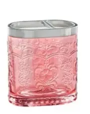 Pioneer Woman ~ Embossed ~ AMELIA ~ CORAL ~ Glass ~ Toothbrush Holder