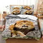 Printed Lion Duvet Cover Set Animals Bedding Set Single Double King Bed Linen