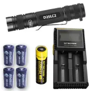 EagleTac D25LC2 XM-L2 Flashlight w/D2 Charger, NL183 & 4x Eco-Sensa CR123A
