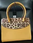 Was $89 Brand New Woman's tan bag with leopard print and gold hardware Vegan