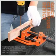 Quick-Release 90mm Drill Press Bench Vice High Carbon Steel Soft Grip Handle Fully Assembled for Woodworking Projects