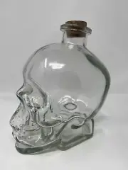 Glass SKULL Bottle Cork Skull Decor 7” tall halloween tattoos new goth decor