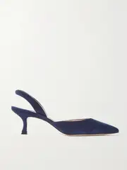[Manolo Blahnik] Manolo Blahnik - Carolyne 50 Suede Slingback Pumps - Navy - IT40.5 IT 40.5 Blue