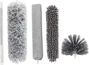 GOOHOCHY 1Set Microfiber Duster with Extension Pole Multi Head for Ceiling Fans Walls and Hard to Reach Areas Detachable and Washable for Easy Maintenance
