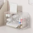 Clear Desk Stationery Storage Box Multi Grid Acrylic Cosmetic Case Office Desk