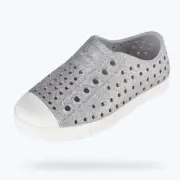 Native Kids Jefferson BLING Sandals Shoes - Silver Bling / Shell White