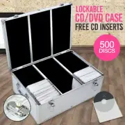 500 Discs Aluminium CD DVD Cases Bluray Lock Storage Box Organizer Free Inserts