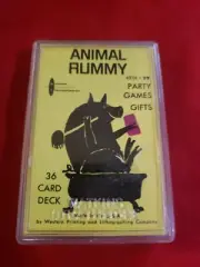 VINTAGE 196OS ANIMAL RUMMY CARD GAME WESTERN PRINTING NOS Rare Strathmore