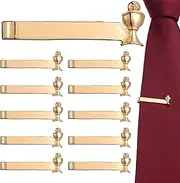 [Riceshoot] 12 Pcs First Holy Communion Tie Clips with Chalice and Cross Gold Tie Clip Chalice Lapel Pin Religious Gifts for First Communion Clothing Accessory