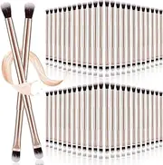 Bokon 50 Pcs Rose Gold Eyeshadow Brush Set: 2 in 1 Double Ended Concealer & Foundation Makeup Applicator for Blending & Smudging