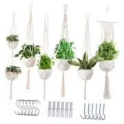Macrame Plant Hangers Indoor - Pack of 6 Plant Holders Indoor Hanging,