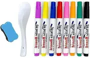 Magical Water Painting Pen,Colorful Doodle Water Floating Marker Pens with Ceramic Spoon and Eraser, Erasable Floating Pen in Water for Adult Kids Gift (C)