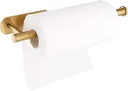 Self Adhesive Paper Towel Holder 【2021 Upgraded】- Under Cabinet Paper Towel Rack for Kitchen, SUS304 Brushed Stainless Steel, 12 Inch Bar - Fits All Roll Sizes, No Drilling (Gold)