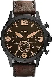 [FOSSIL] Men's Nate Quartz Stainless Steel and Leather Casual Watch