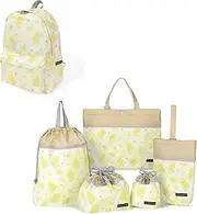 [COLORFUL CANDY STYLE] NU301500 Kindergarten Entrance School Entrance 6-Piece Set, Lesson Bag, Shoe Case, Drawstring Bag, Gymnastics Clothing Bag, Bento Bag, Cup Bag, Small Items, Rucksack, Mimosa