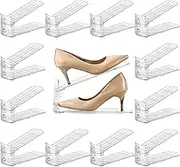 Uni HIMO 12 Pack Shoe Slots Organizer, PET Shoe Stackers with Three Adjustable Levels,50% Space Saving (Transparent, 12 Pack)