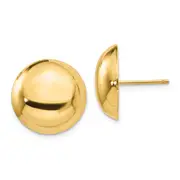 14K Yellow Gold 15.50mm Button Post Earrings