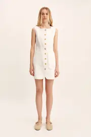 EMMA BUTTON DOWN DRESS - IVORY