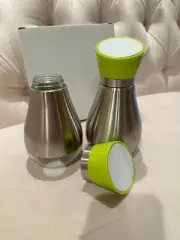 NEW! Set of 2 Stainless Steel Glass Vinegar and Oil Cruet Pouring Dispenser