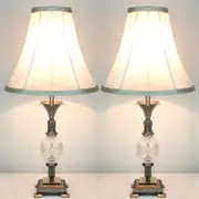 2x Vintage Bedside Table Lamps w/ Glass Metal Base
